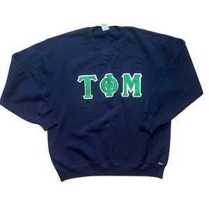 VTG 90s Russell Athletic Mens XL Blue Collegiate Crewneck Sweater USA Tau Phi Mu